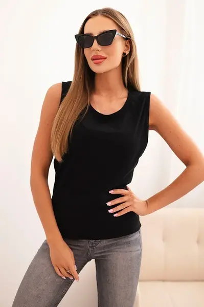 Kesi Dámská bezrukávová bavlněná blůza klasického střihu černá