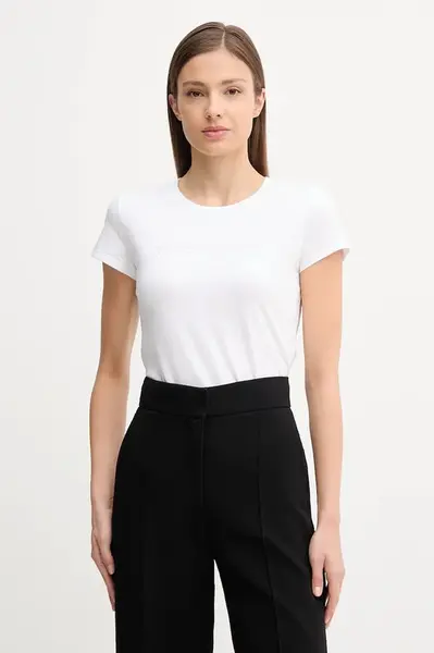 Bavlněné tričko Armani Exchange dámské, bílá barva, XW001457 AF10356