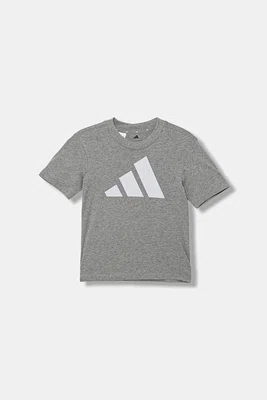 Dětské bavlněné tričko adidas šedá barva, s potiskem, JV9869