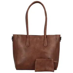 Stylová dámská koženková kabelka na rameno Elfryda, tmavě hnědá