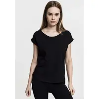 Women's long back T-shirt in the shape of Slub in black color