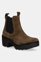 Semišové kotníkové boty Fly London TRIG514FLY dámské, hnědá barva, na podpatku, P501514010