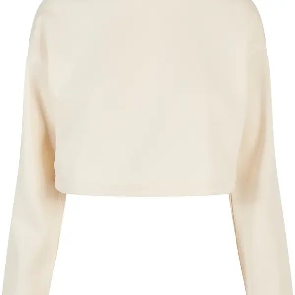 Ladies Cropped Oversized Sweat High Neck Crew whitesand
