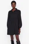 Trendyol Black mini tkaný golier detailne tkané šaty