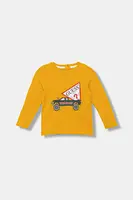 Dětské bavlněné tričko s dlouhým rukávem Guess žlutá barva, s potiskem, I5BI01 I3Z14