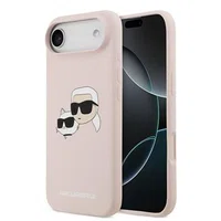 Zadní kryt Karl Lagerfeld Liquid Silicone Double Heads MagSafe pro Apple iPhone 17 Pro, růžová