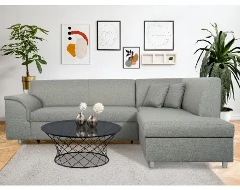 Rohová sedacia súprava Bernett,  svetlo šedá tkanina, pravý roh%