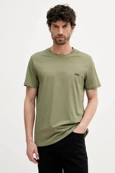 Bavlněné tričko BOSS T-ShirtRN 365 pánské, fialová barva, 50531401