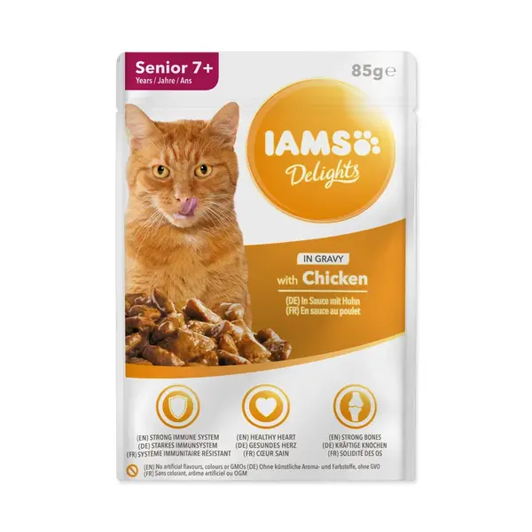 IAMS Delights Adult Senior kuře v omáčce kapsička 85 g