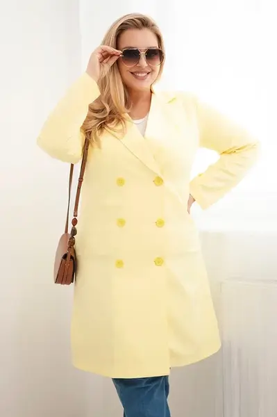 Kesi Plus Size žlutý dvouřadý kabát