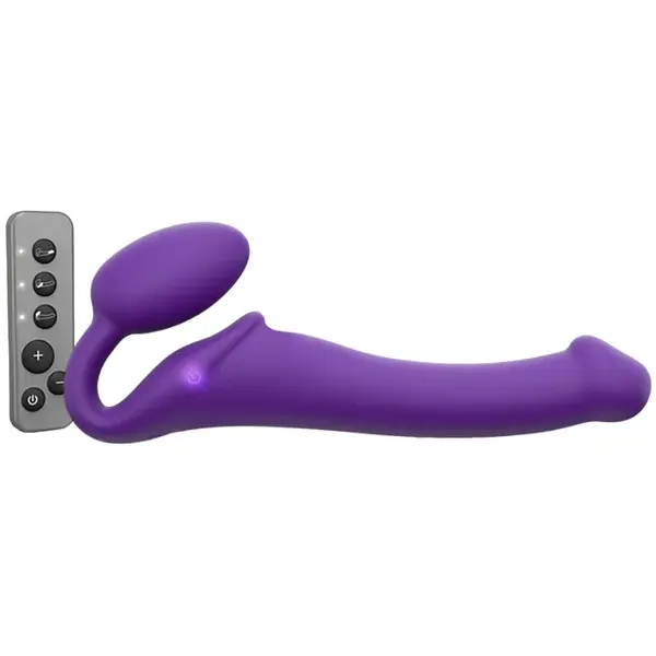 Strap-on-me Vibrační připínací penis Strap On M Violet s ovl. 24cm