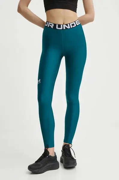 Tréninkové legíny Under Armour HG Authentics zelená barva, s potiskem