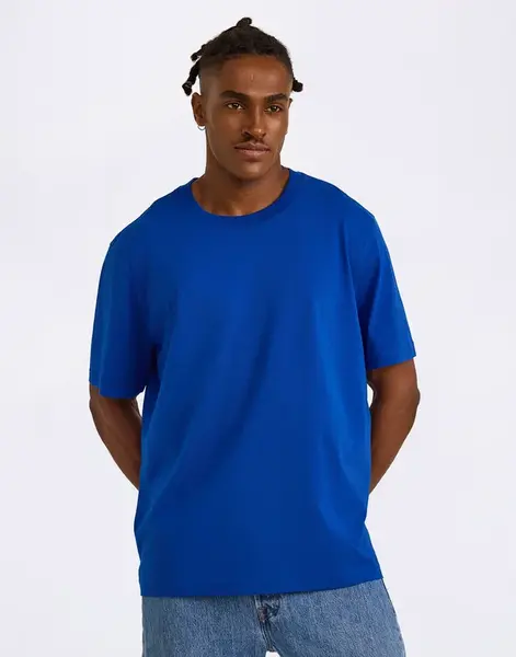 Tričko Organic Basics True Heavy Boxy Fit Tee Vibrant Blue