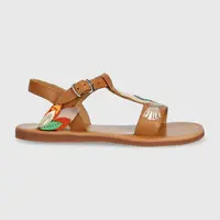 Dětské kožené sandály Pom D'api hnědá barva