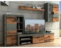 Obývacia stena Pico, tmavý betón/vintage optika dreva, s osvetlením%