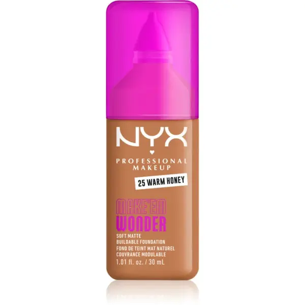 NYX Professional Makeup Make ‘Em Wonder ľahký zmatňujúci make-up odtieň 25 Warm Honey 30 ml
