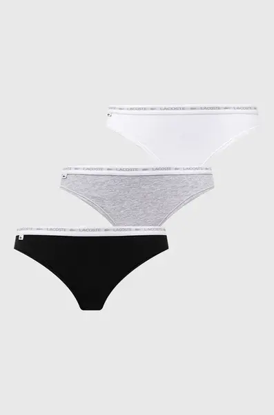 Lacoste tanga dámské bavlněné s elastanem 3-pack