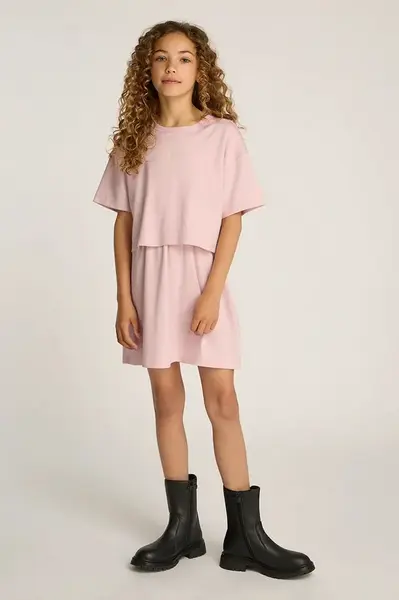 Dětské bavlněné šaty Calvin Klein Jeans růžová barva, mini, IG0IG02770