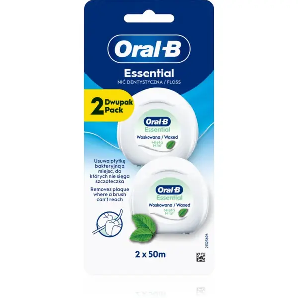 Oral-B Essential Floss Mint voskovaná dentální nit s mátovou příchutí 2x50 m