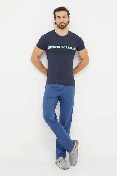 Tričko Emporio Armani Underwear tmavomodrá barva, s potiskem, 111035 4R516