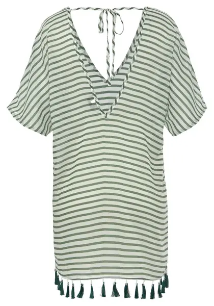 VENICE BEACH Plážové šaty  kaki / biela