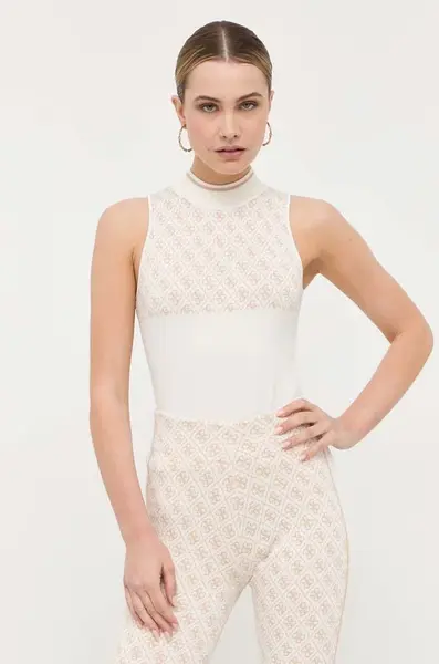 Top Guess LISE dámský, béžová barva, s pologolfem, W3YR26 Z37K0