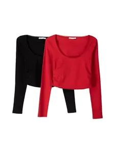 Bershka Tričko  červená / čierna