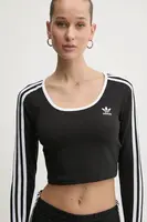 Tričko s dlouhým rukávem adidas Originals 3S LS CROP černá barva, JD4624