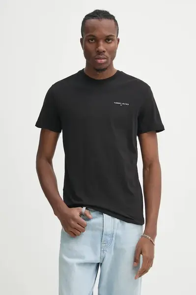Bavlněné tričko Tommy Jeans černá barva, DM0DM21188