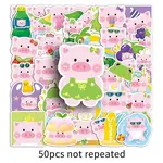50Pcs Pig PET Waterproof Stickers