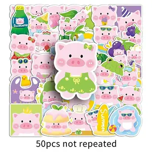 50Pcs Pig PET Waterproof Stickers