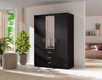 Šatní skříň 3D Barva korpusu: Černá, Rozměry: 150 cm