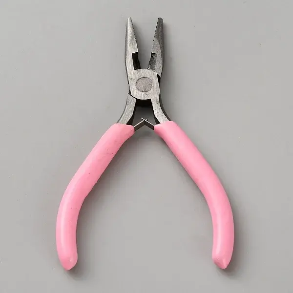 Steel Needle Nose Pliers with Pink Plastic Handle