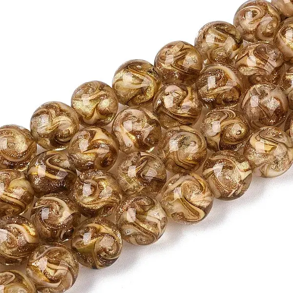 Handmade Gold Sand Lampwork Beads Strands