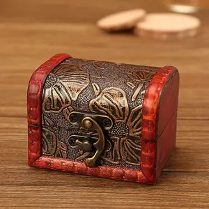 Retro Engraved Wood Jewelry Storage Treasure Boxs with Clasps