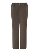 PIECES Nohavice s pukmi 'Camil'  tmavohnedá