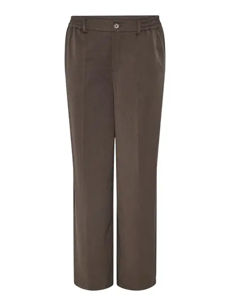 PIECES Nohavice s pukmi 'Camil'  tmavohnedá