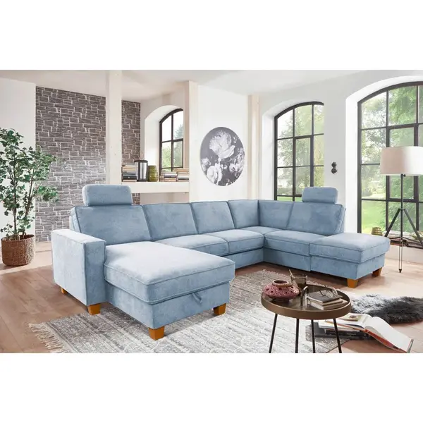 Sit & More SEDACÍ SOUPRAVA, textil, světle modrá