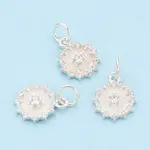 925 Sterling Silver Micro Pave Clear Cubic Zirconia Flower Charms