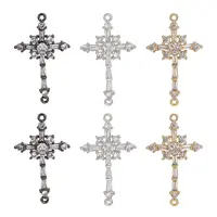 6Pcs 3 Colors Brass Micro Pave Cubic Zirconia Links