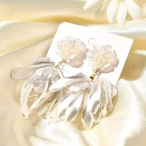 Alloy & 925 Sterling Silver & Acrylic Dangle Stud Earrings