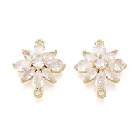 Brass Pave Clear Cubic Zirconia Connector Charms