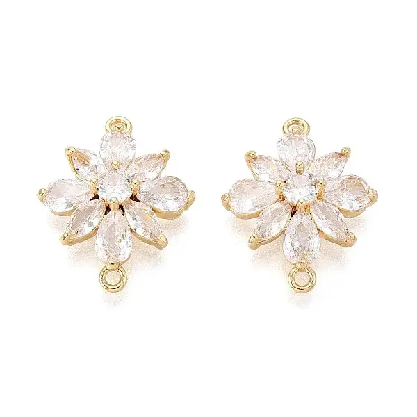 Brass Pave Clear Cubic Zirconia Connector Charms