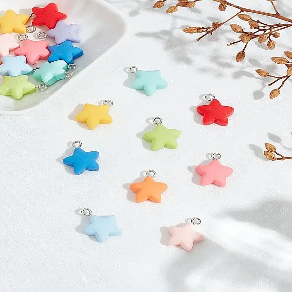 20Pcs 10 Colors Plastic Pendants