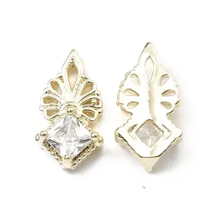 Brass Micro Pave Clear Cubic Zirconia Cabochons