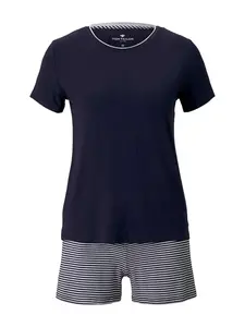 TOM TAILOR Kraťasy  tmavomodrá / biela