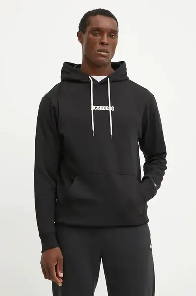 Mikina DC pánská, černá barva, s kapucí, s aplikací, ADYFT03390