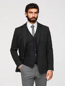 Ombre Men's SLIM knit jacket with subtle texture - black