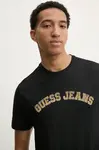Tričko Guess Jeans černá barva, s potiskem, M5RI75 K8FQ4