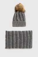 Čepice a nákrčník Answear.LAB šedá barva